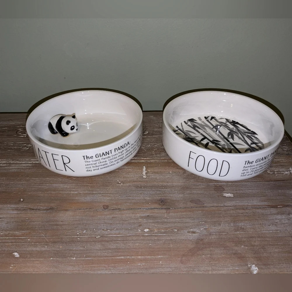 Honest Goods Double Diner 3D Panda Ceramic Bowl Set, 2 Cups